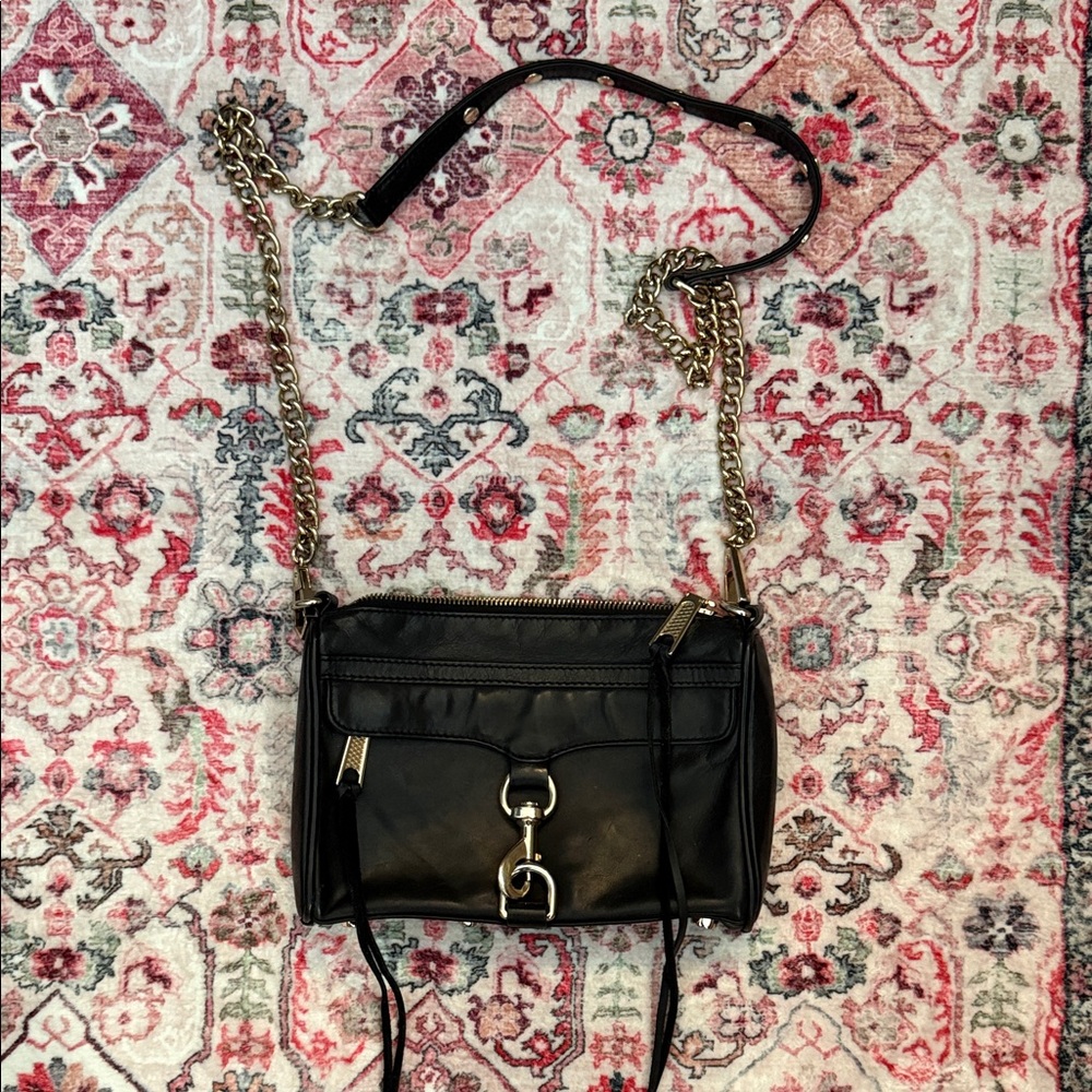 Rebecca Minkoff Black Crossbody Bag with Gold Chain
